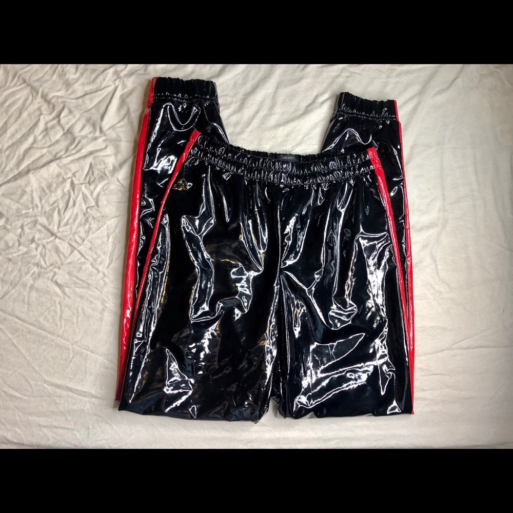 Forever21 Black Red Faux Leather Pants Size Medium